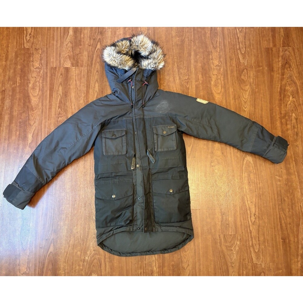 Fjallraven Arktis Parka G-1000 Down Feather Jacket Faux Fur Hood XXXS Black
